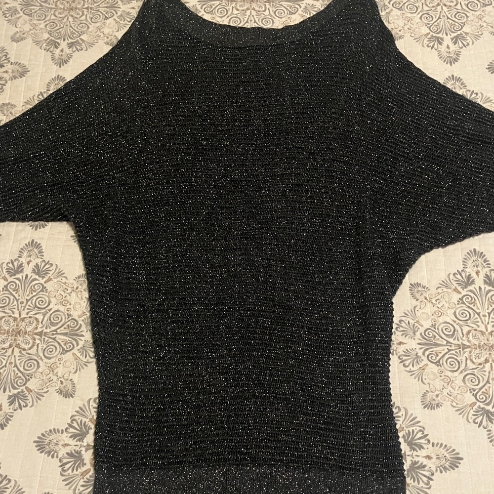Express Sparkly Metallic Black Knit Sweater
